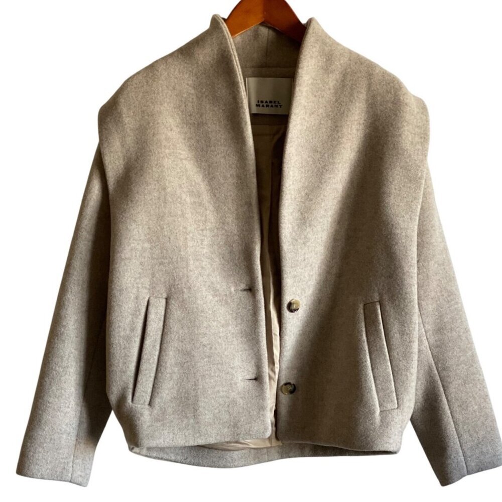 Isabel Marant Drogo Jacket Size 34 US Size 2 Sand Wool - Picture 3 of 16